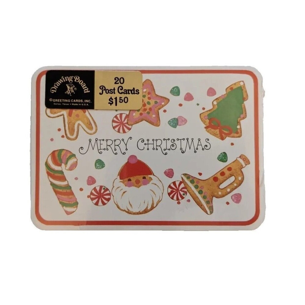 Vintage Christmas Postcards Set of 20 Unused NOS Merry Christmas Cookie Designs